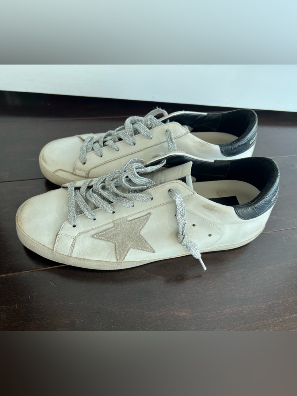 Golden Goose White and Black Classic SUPER-STAR Leather Sneaker